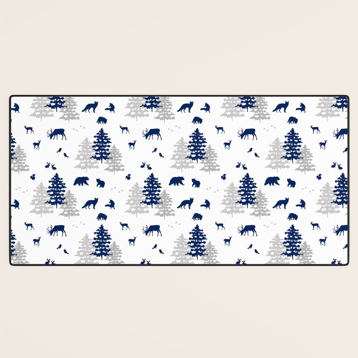 Navy Blue Woodland Animals Desk Mat Gallery Image 3