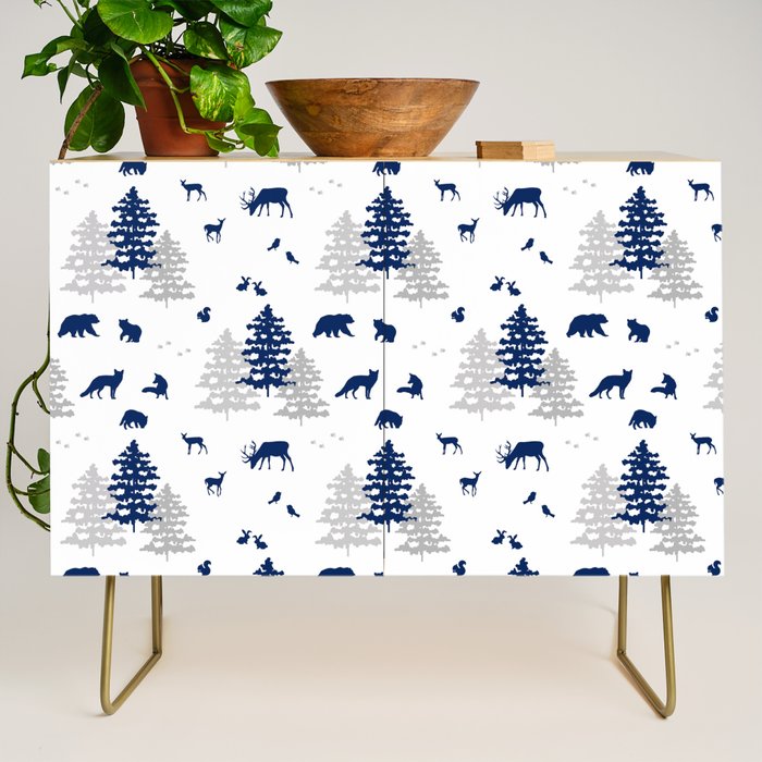 Navy Blue Woodland Animals Credenza Gallery Image 1