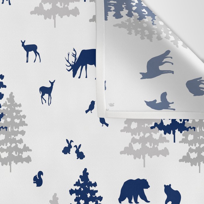 Navy Blue Woodland Animals Wall Tapestry Gallery Image 3