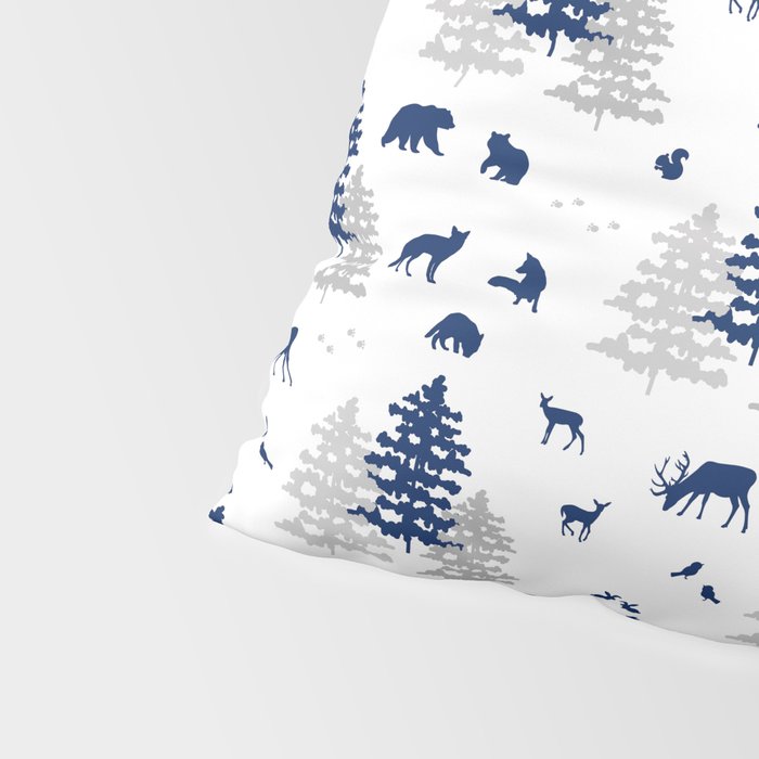 Navy Blue Woodland Animals Pillow Sham Gallery Image 4