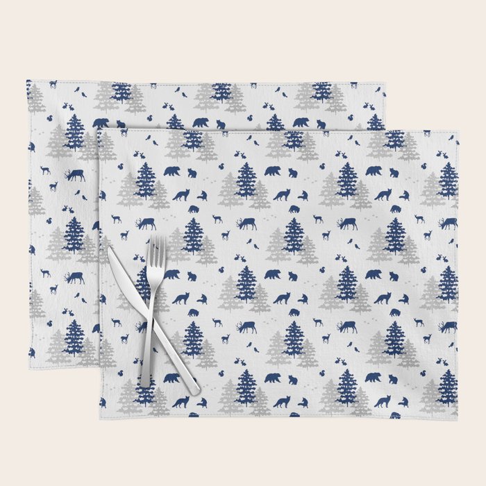 Navy Blue Woodland Animals Placemat Gallery Image 1