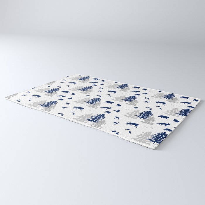Navy Blue Woodland Animals Rug Gallery Image 3