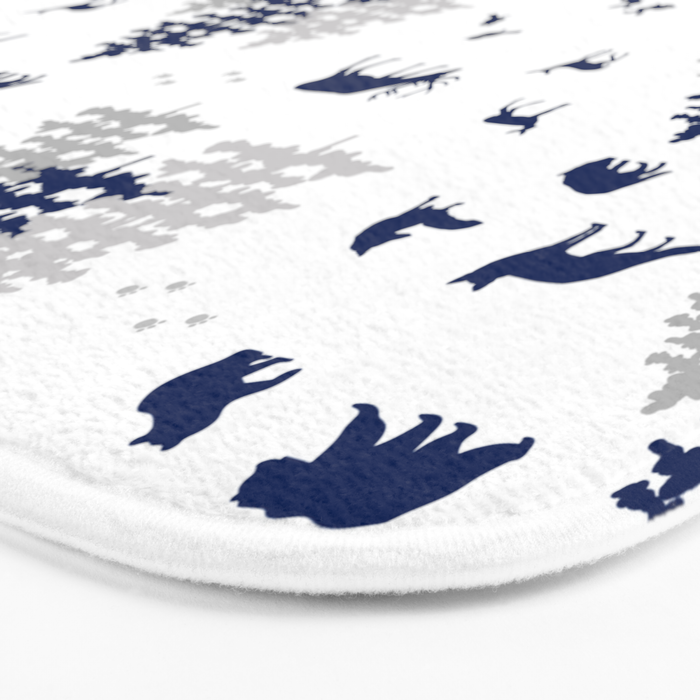 Navy Blue Woodland Animals Bath Mat Gallery Image 3