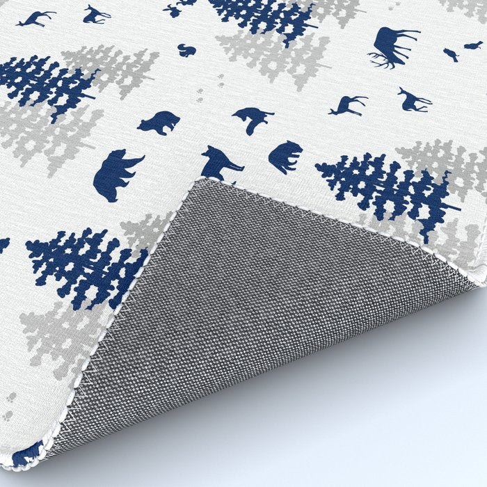 Navy Blue Woodland Animals Rug Gallery Image 4