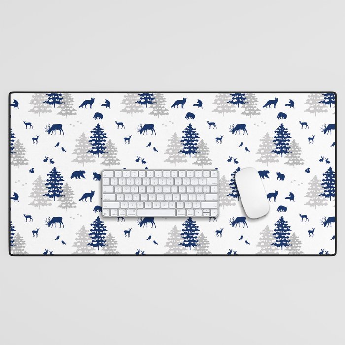 Navy Blue Woodland Animals Desk Mat Gallery Image 1