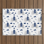 Navy Blue Woodland Animals Outdoor Rug Gallery Image 1