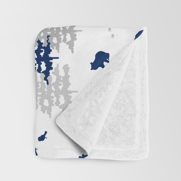 Navy Blue Woodland Animals Throw Blanket Gallery Image 3