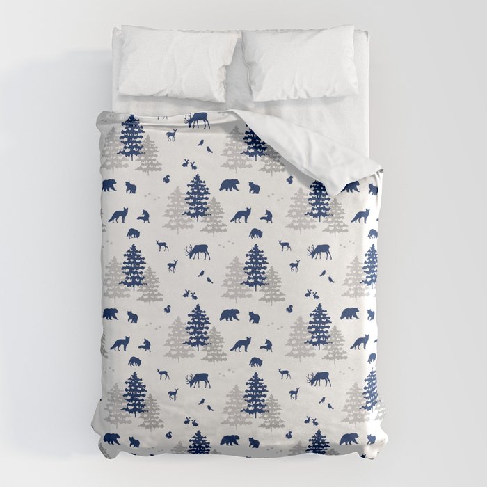 Navy Blue Woodland Animals Duvet Cover Gallery Image 6