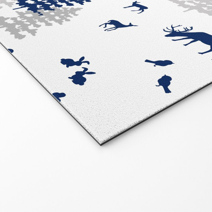Navy Blue Woodland Animals Welcome Mat Gallery Image 2