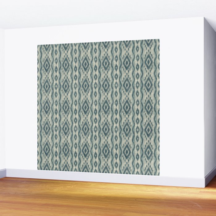 Coastal Ikat Stripe - weathered blue Wall Mural Gallery Image 2