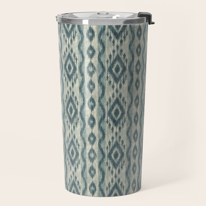 Coastal Ikat Stripe - weathered blue Travel Mug Gallery Image 2