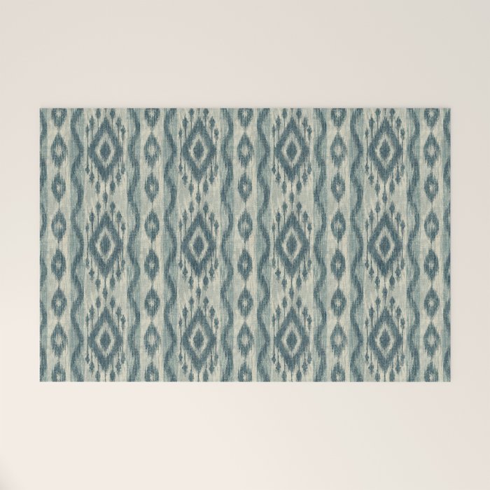 Coastal Ikat Stripe - weathered blue Welcome Mat Gallery Image 1