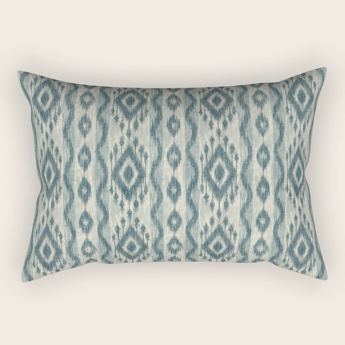 Coastal Ikat Stripe - weathered blue Rectangular Pillow Gallery Image 2