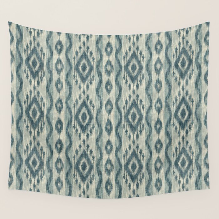 Coastal Ikat Stripe - weathered blue Wall Tapestry Gallery Image 4