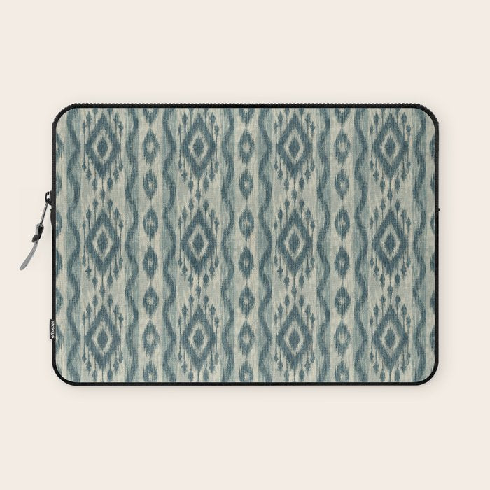 Coastal Ikat Stripe - weathered blue Laptop Sleeve Gallery Image 1