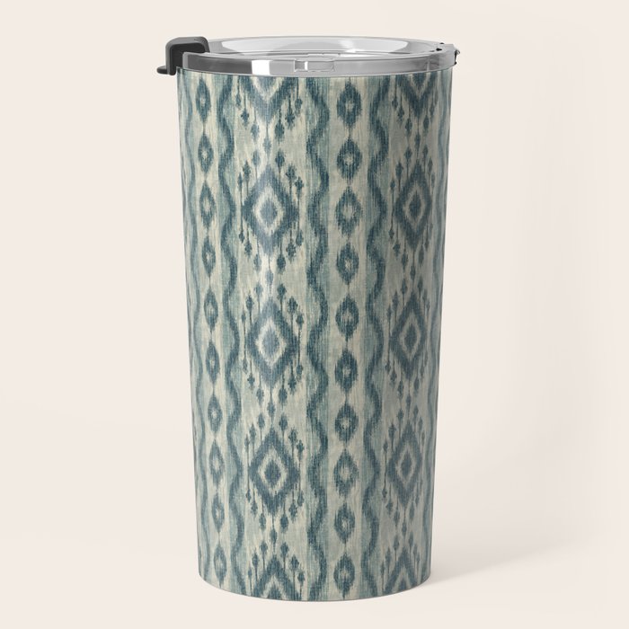 Coastal Ikat Stripe - weathered blue Travel Mug Gallery Image 3