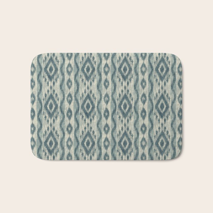 Coastal Ikat Stripe - weathered blue Bath Mat Gallery Image 1