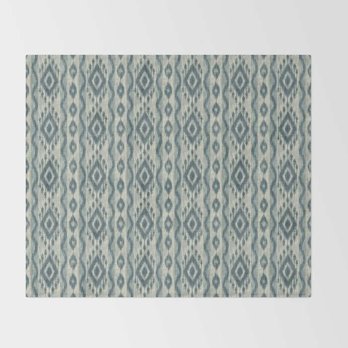 Coastal Ikat Stripe - weathered blue Throw Blanket Gallery Image 2