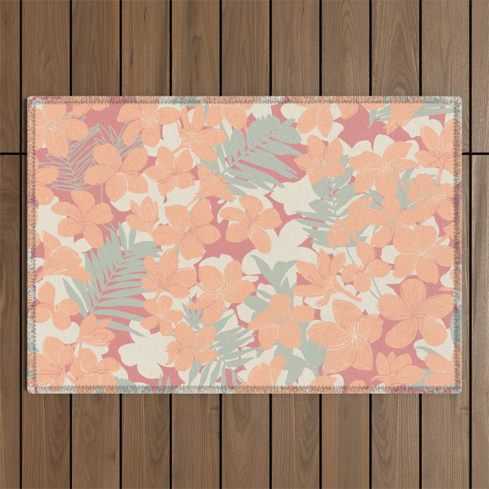 Exotic plumeria flowers A Outdoor Rug Gallery Image 1