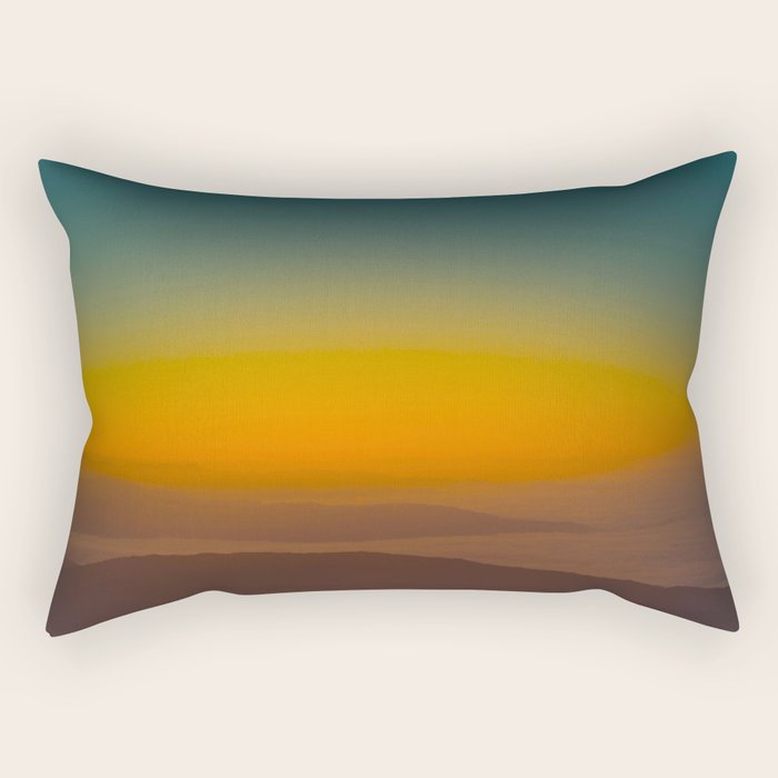 Pretty Pastel Yellow Red Green Sunset With Lone Pine Tree Silhouette Rectangular Pillow Gallery Image 2