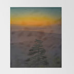 Pretty Pastel Yellow Red Green Sunset With Lone Pine Tree Silhouette Throw Blanket Gallery Image 2