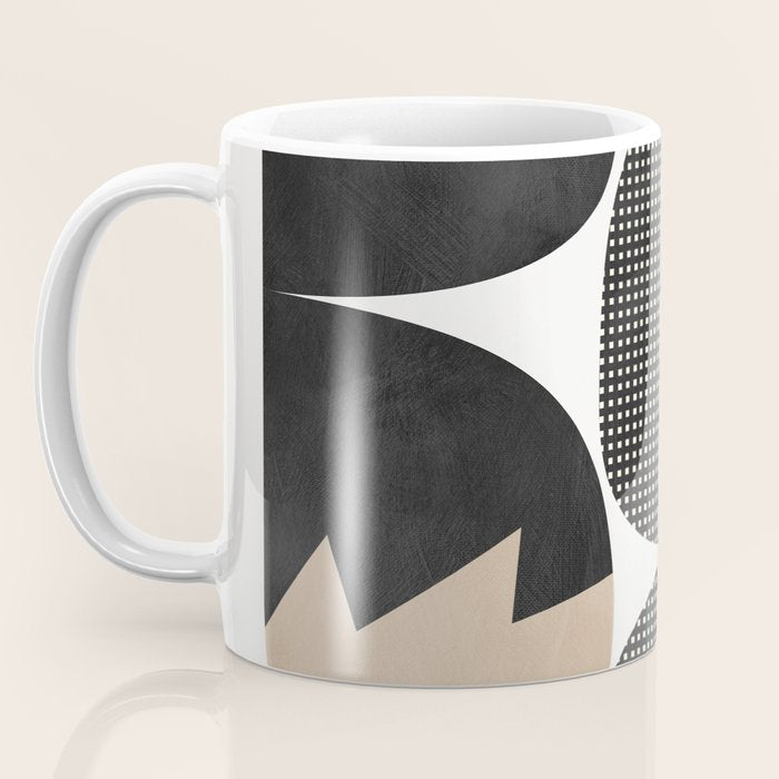 black white abstract shape art 2 Coffee Mug Gallery Image 3