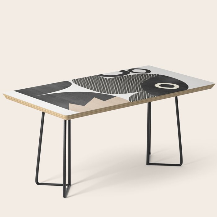 black white abstract shape art 2 Coffee Table Gallery Image 1