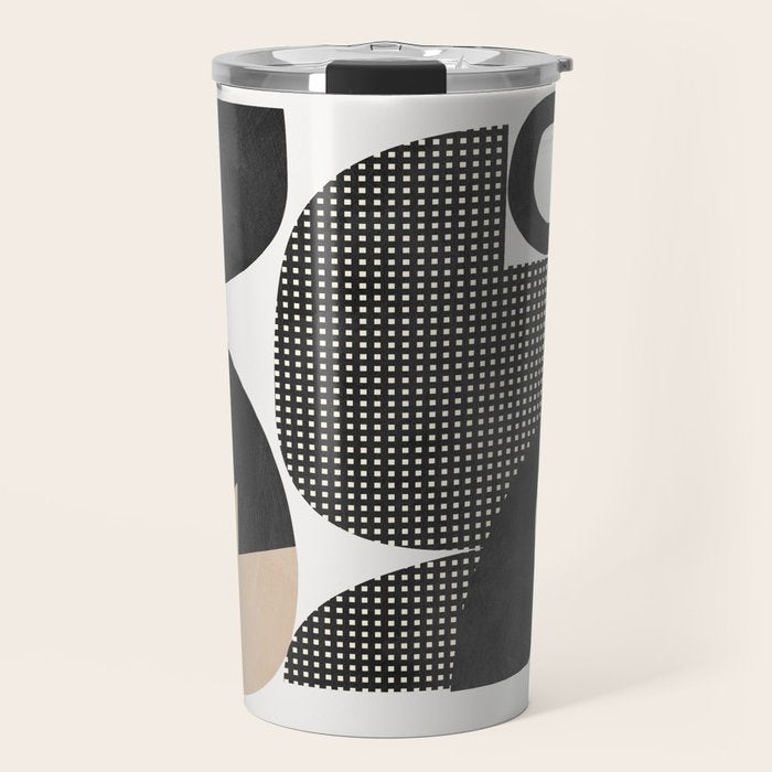 black white abstract shape art 2 Travel Mug Gallery Image 1