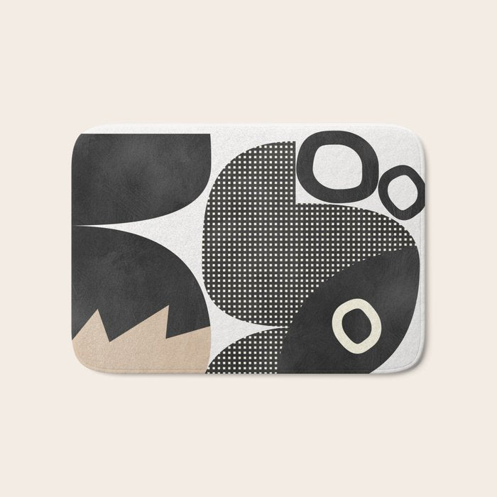 black white abstract shape art 2 Bath Mat Gallery Image 1
