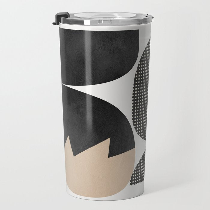 black white abstract shape art 2 Travel Mug Gallery Image 3