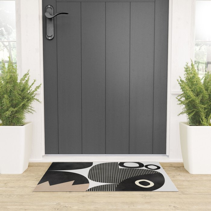 black white abstract shape art 2 Welcome Mat Gallery Image 3