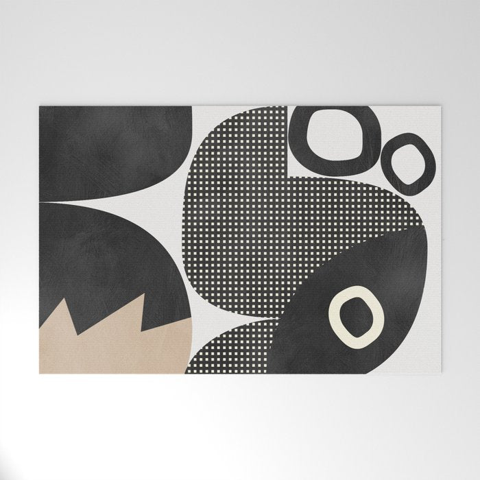 black white abstract shape art 2 Welcome Mat Gallery Image 1
