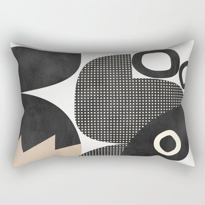 black white abstract shape art 2 Rectangular Pillow Gallery Image 1