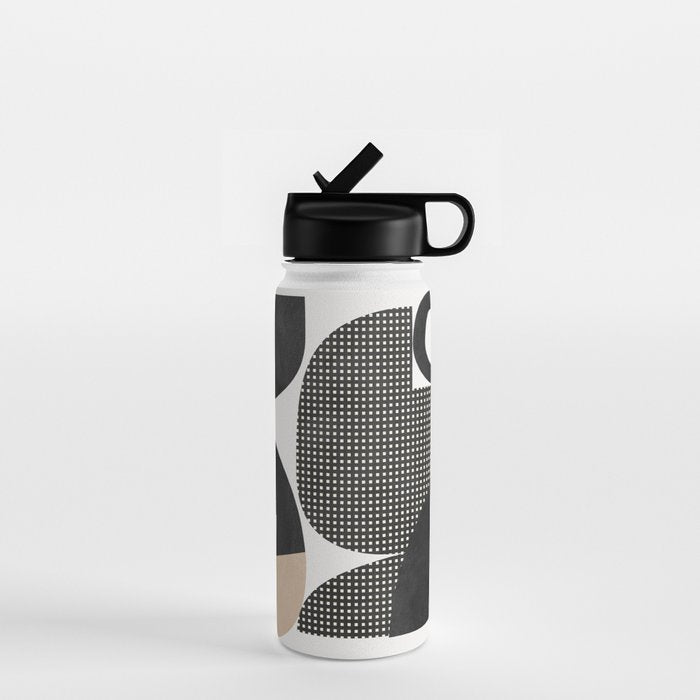 black white abstract shape art 2 Water Bottle Gallery Image 1