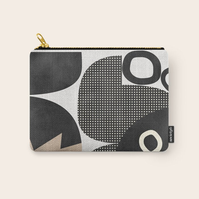 black white abstract shape art 2 Carry All Pouch Gallery Image 1
