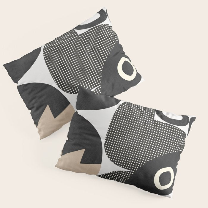 black white abstract shape art 2 Pillow Sham Gallery Image 3