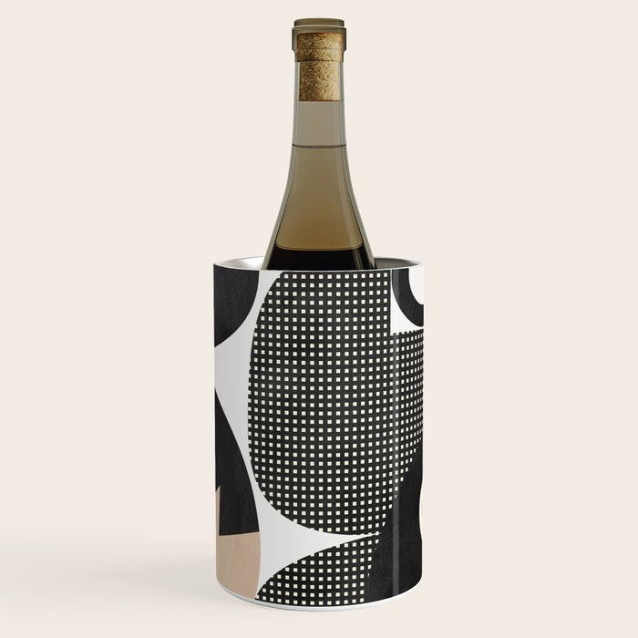 black white abstract shape art 2 Wine Chiller Gallery Image 1