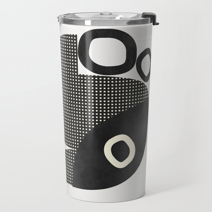black white abstract shape art 2 Travel Mug Gallery Image 2