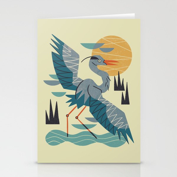 Stretching Heron Stationery Card Gallery Image 1