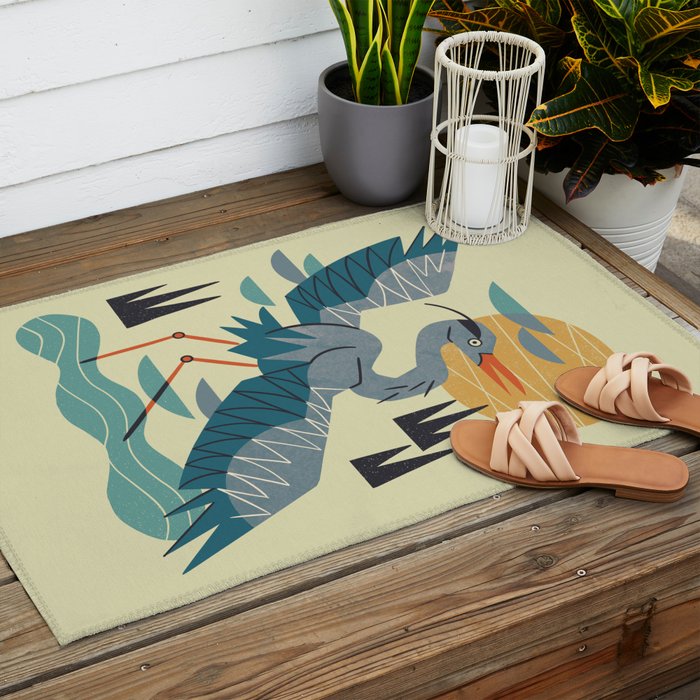 Stretching Heron Outdoor Rug Gallery Image 2