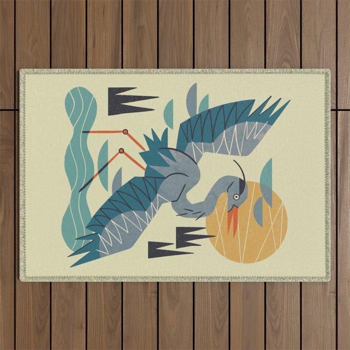 Stretching Heron Outdoor Rug Gallery Image 1
