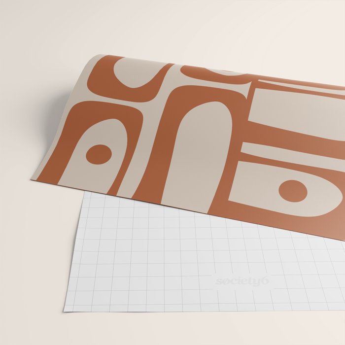 Mid Century Modern Piquet Abstract Pattern in Clay and Putty Tones Wrapping Paper Gallery Image 2