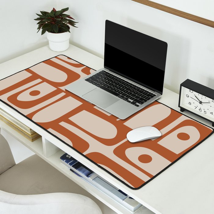 Mid Century Modern Piquet Abstract Pattern in Clay and Putty Tones Desk Mat Gallery Image 2