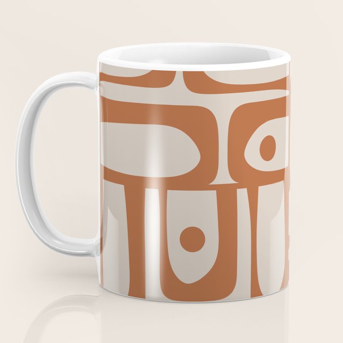 Mid Century Modern Piquet Abstract Pattern in Clay and Putty Tones Coffee Mug Gallery Image 3
