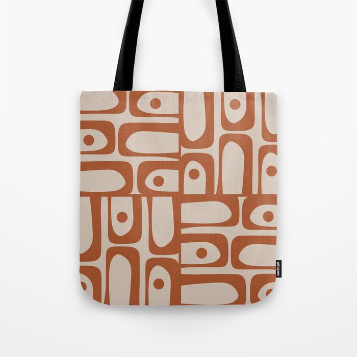 Mid Century Modern Piquet Abstract Pattern in Clay and Putty Tones Tote Bag Gallery Image 1