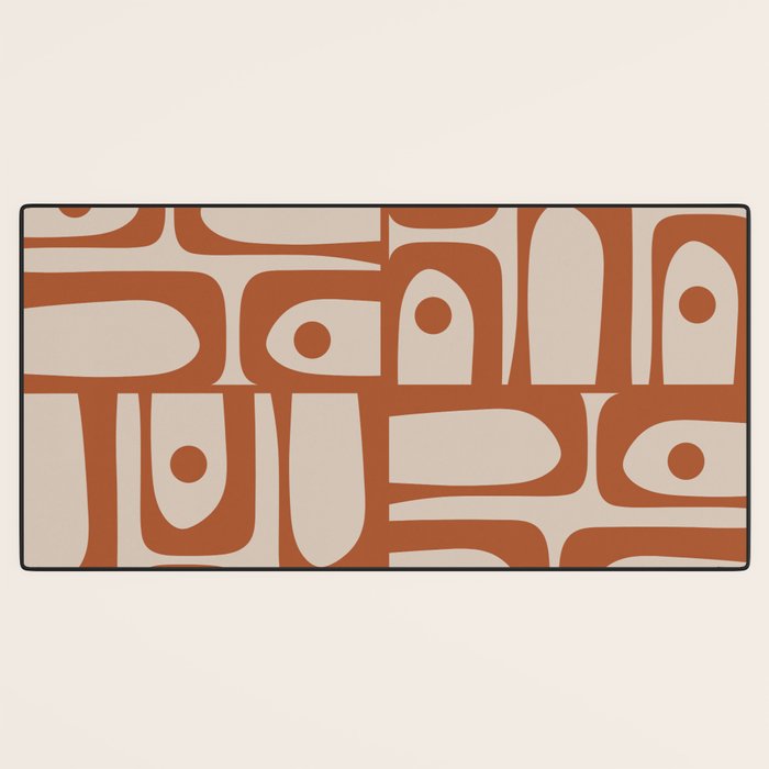 Mid Century Modern Piquet Abstract Pattern in Clay and Putty Tones Desk Mat Gallery Image 3