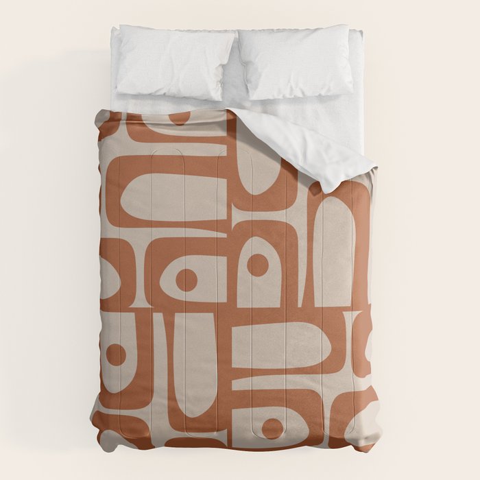 Mid Century Modern Piquet Abstract Pattern in Clay and Putty Tones Comforter Gallery Image 6