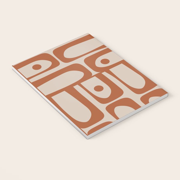 Mid Century Modern Piquet Abstract Pattern in Clay and Putty Tones Notebook Gallery Image 3