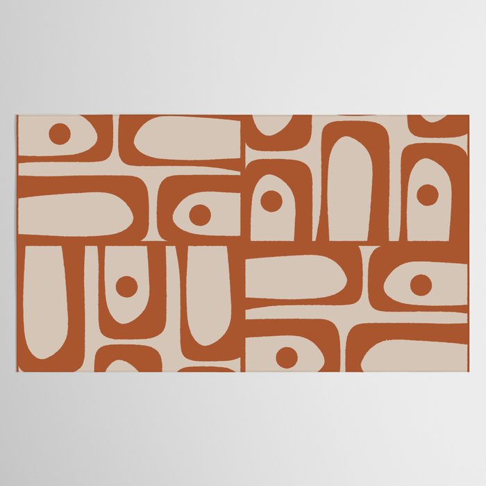 Mid Century Modern Piquet Abstract Pattern in Clay and Putty Tones Tablecloth Gallery Image 2