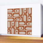 Mid Century Modern Piquet Abstract Pattern in Clay and Putty Tones Wall Mural Gallery Image 2